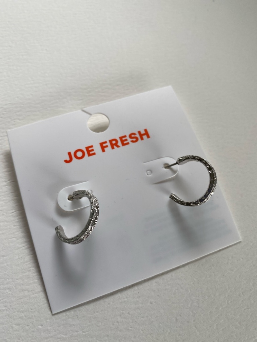 FREE with PURCHASE Joe Fresh Sterling-Look Hammered Hoop Earrings new